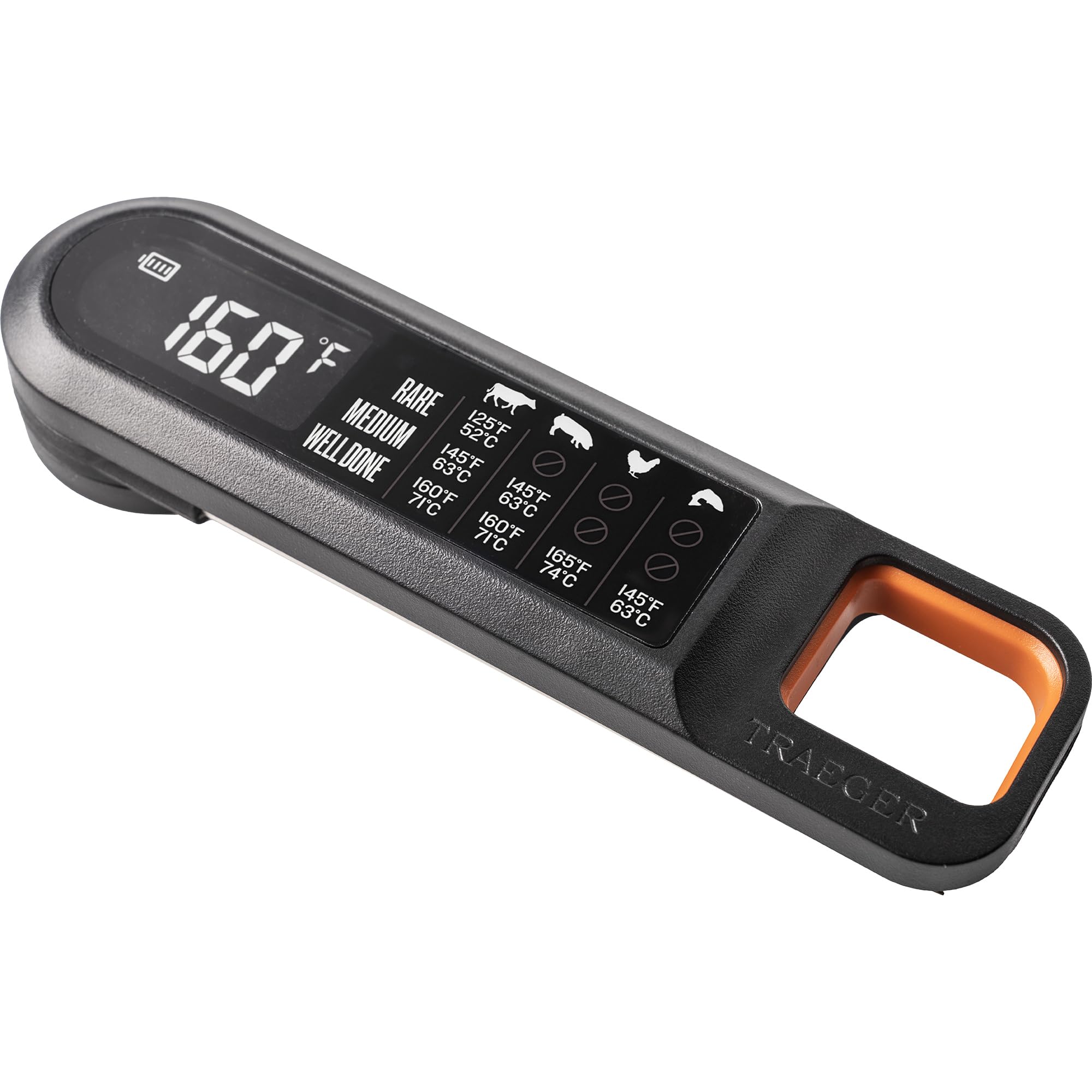 Traeger close-up of large rotating LCD display for easy temperature reading