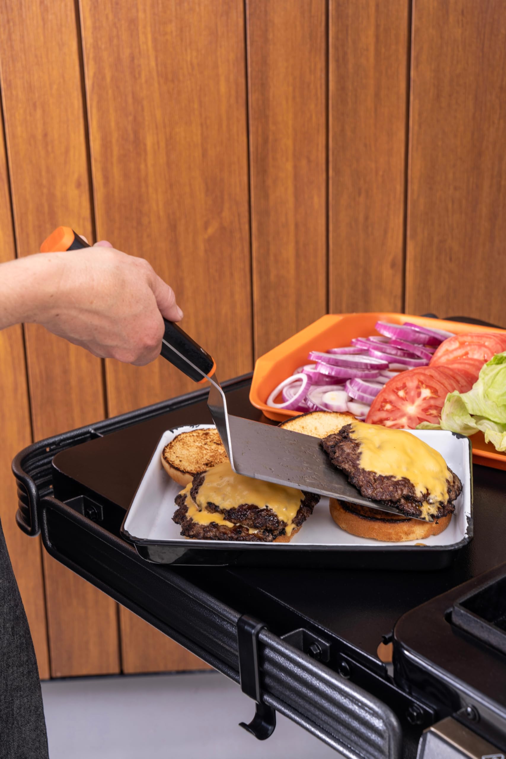 Traeger packaging showing included spatula and press for clear unboxing view