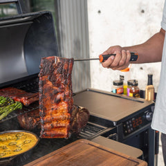 Traeger pig tail handle detail with secure grip for confident control