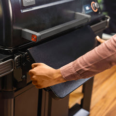 Traeger close-up of shelf edge highlighting powder-coat finish durability