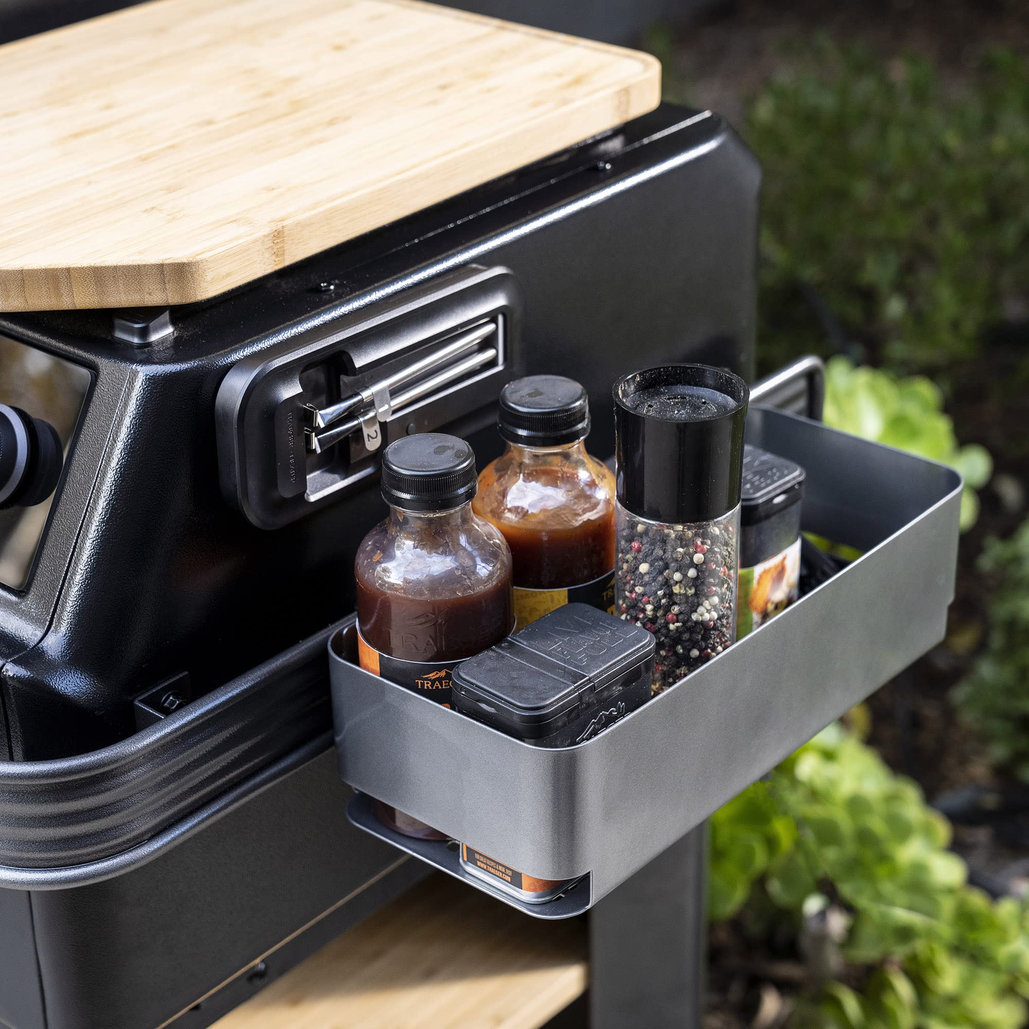 Traeger close-up of powder-coated steel texture highlighting durable finish