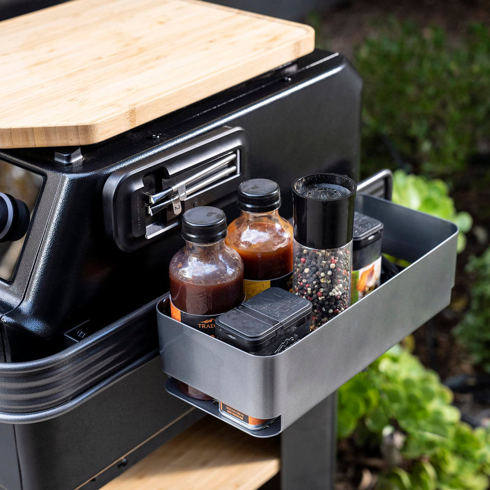 Traeger close-up of powder-coated steel texture highlighting durable finish