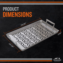 Traeger close-up of brushed stainless-steel surface highlighting easy-clean benefit