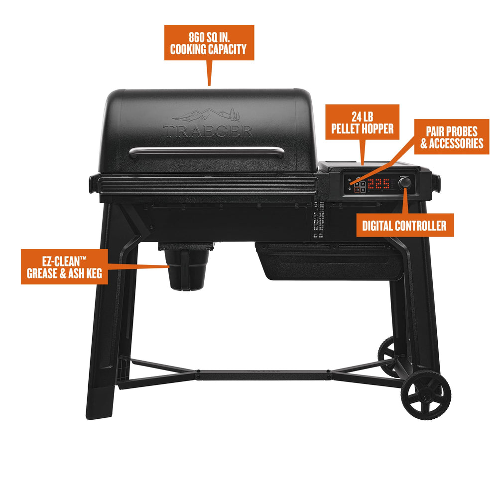 Traeger Woodridge P.A.L. rails with accessories attached illustrating customization options