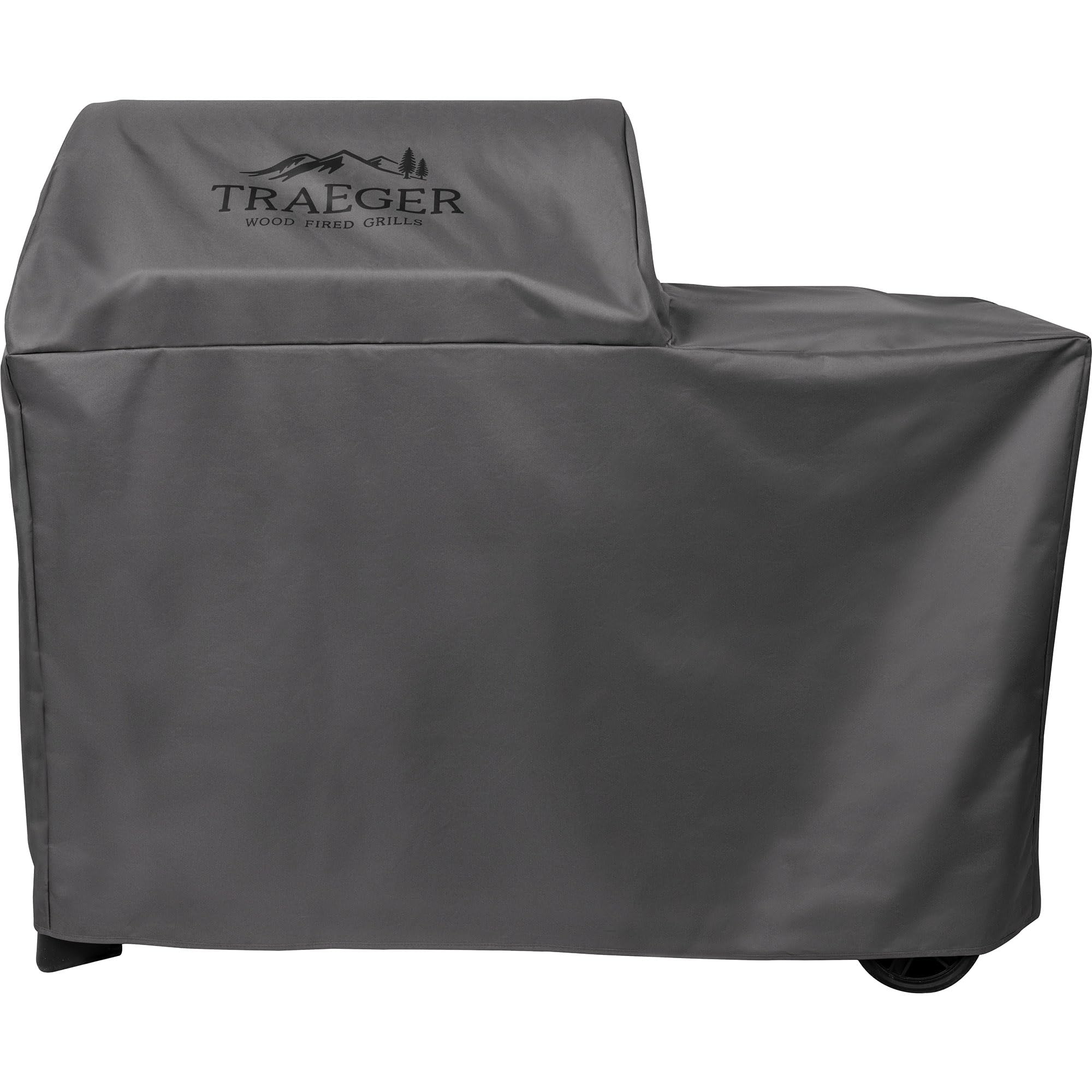 Traeger Woodridge cover front view showing full-length protection and weather resistance