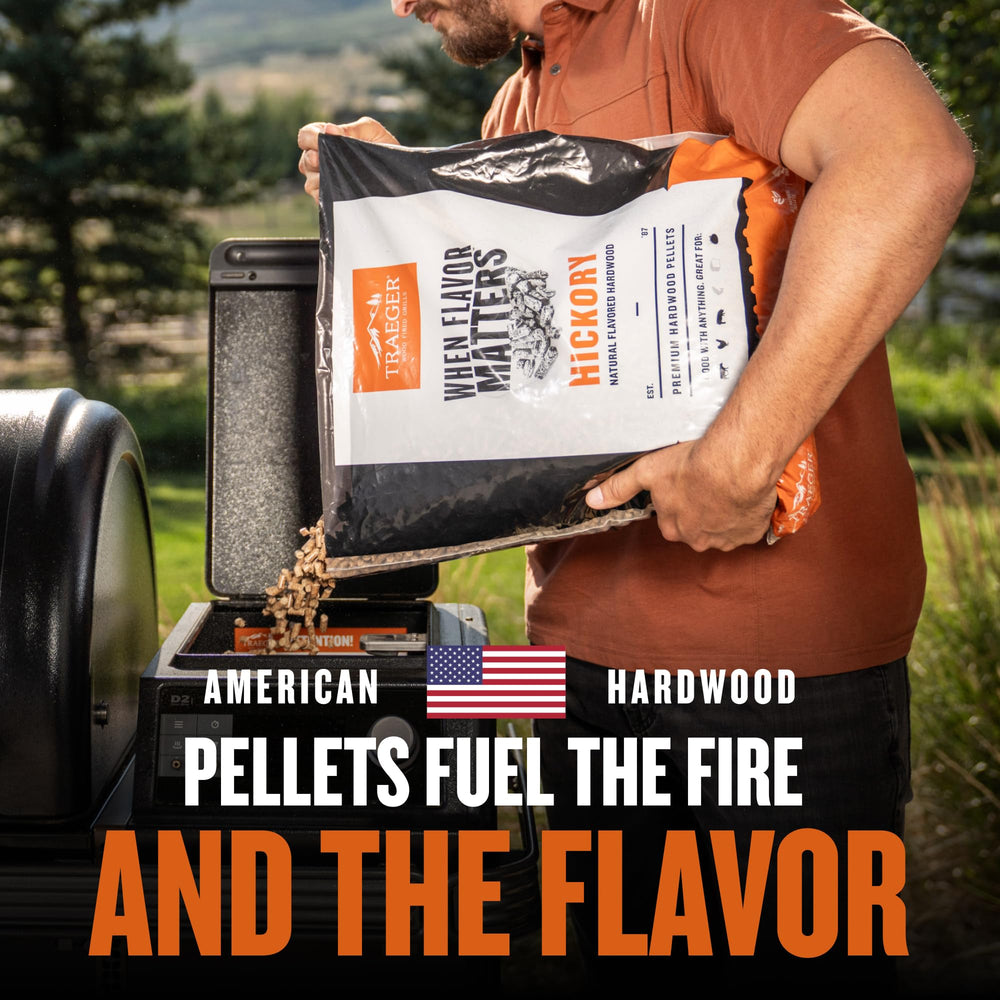 Traeger Woodridge in a backyard party setting showing entertaining ease and wood-fired results