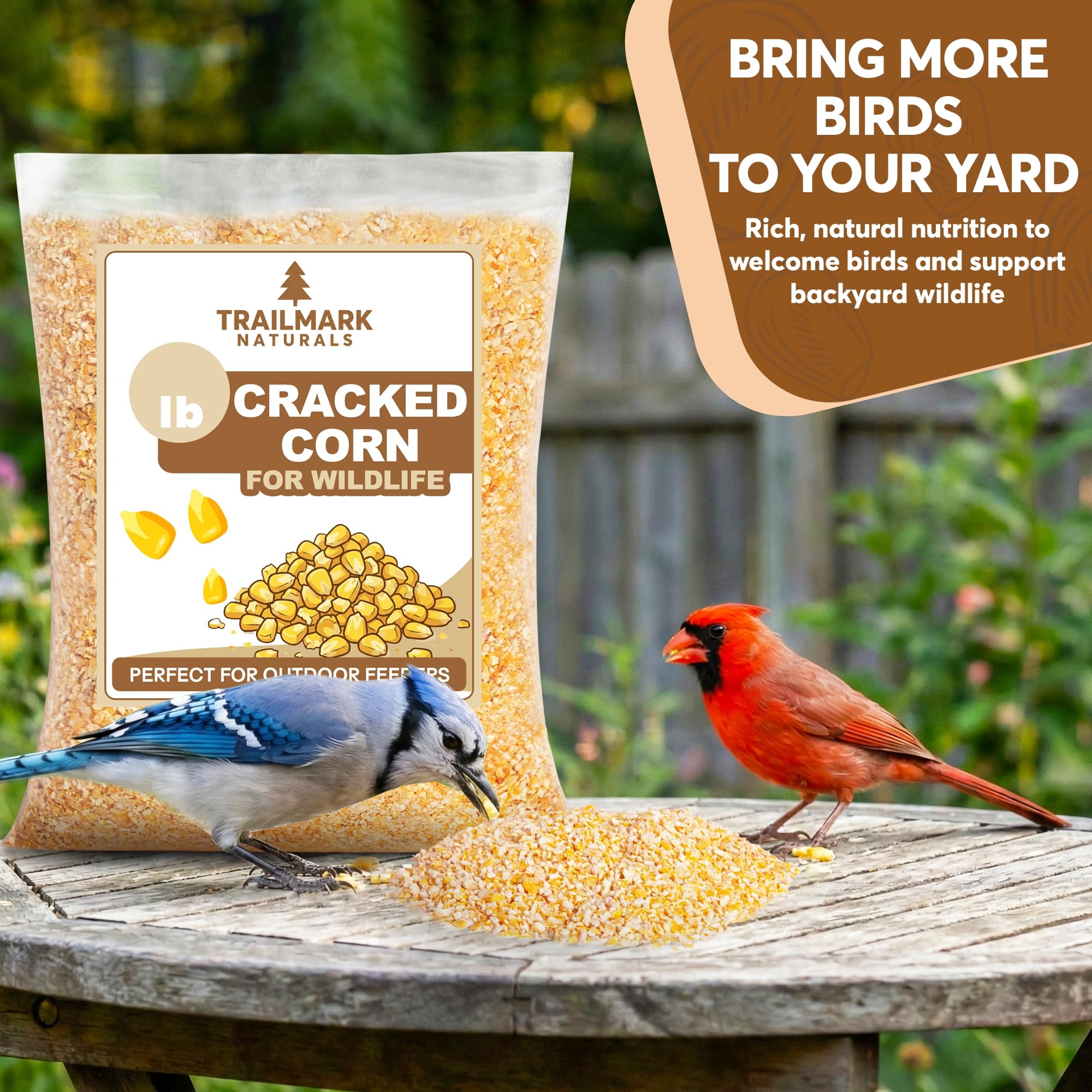 TRAILMARK NATURALS cracked corn kernel close-up showing texture and high-energy grain