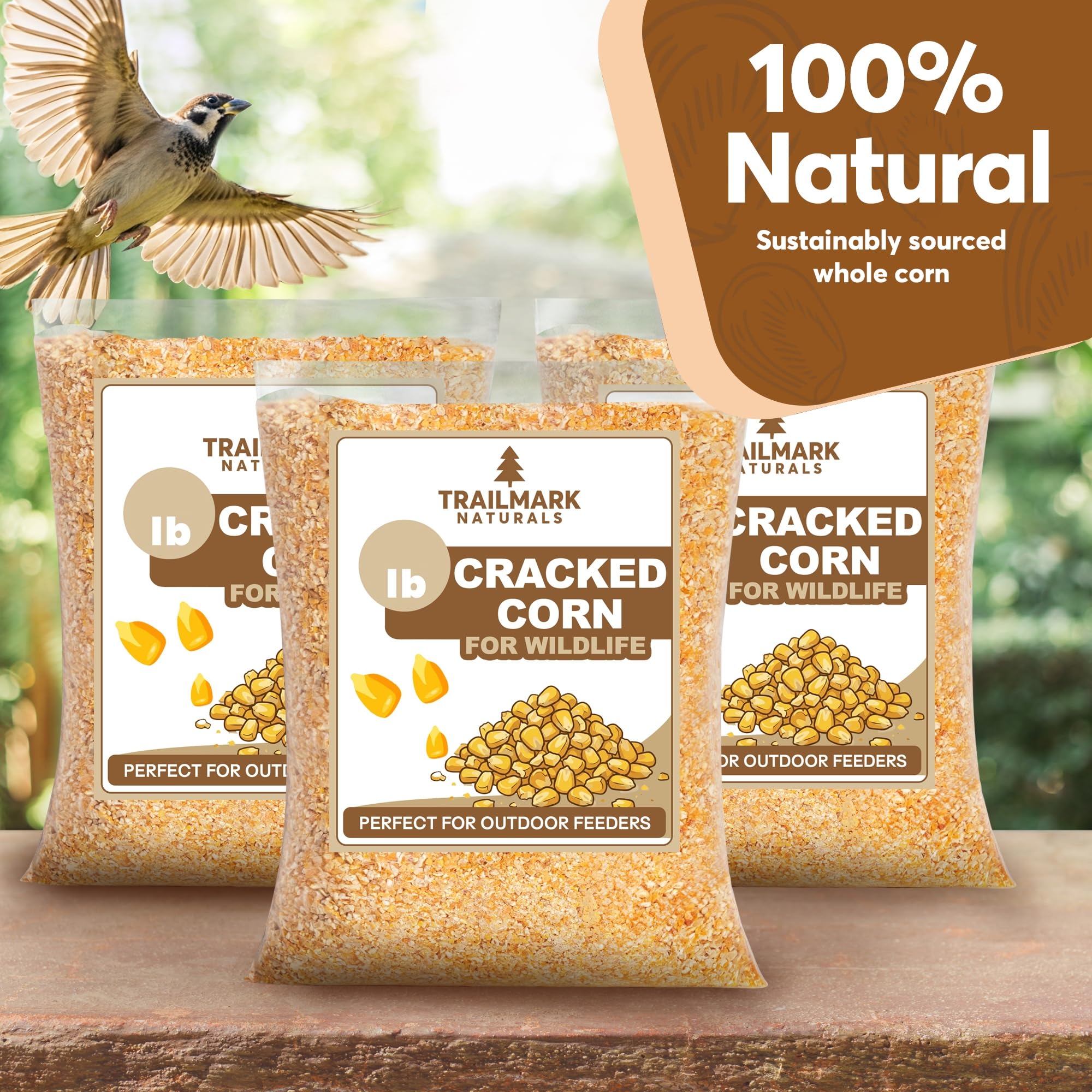TRAILMARK NATURALS being eaten by a squirrel, showing wildlife-friendly nutrition