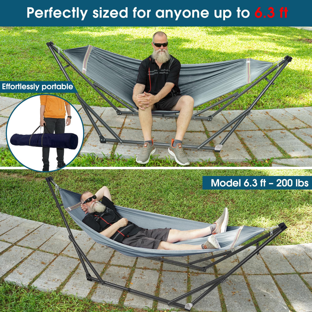 Tranquillo collapsed hammock and stand in carry bag for portability