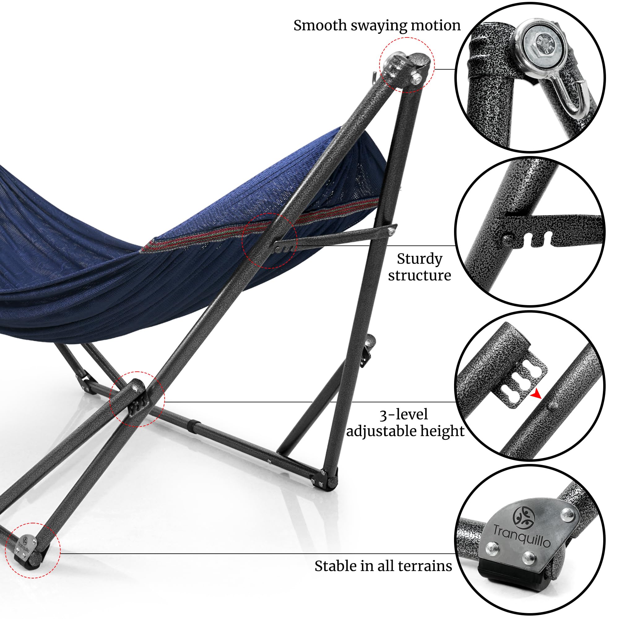 Tranquillo hammock set up on beach showing outdoor lifestyle use