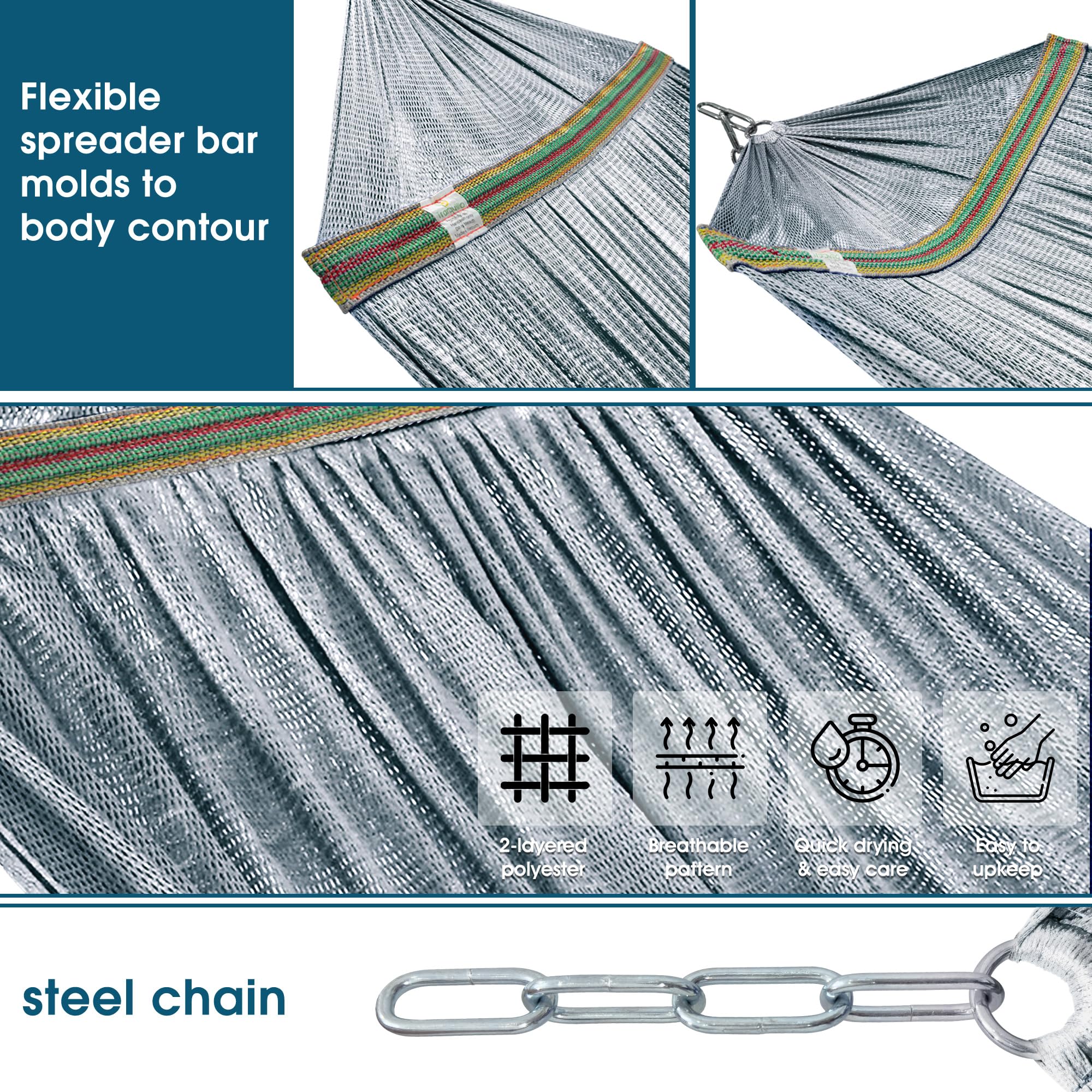 Tranquillo hammock close-up of polyester net texture for breathability