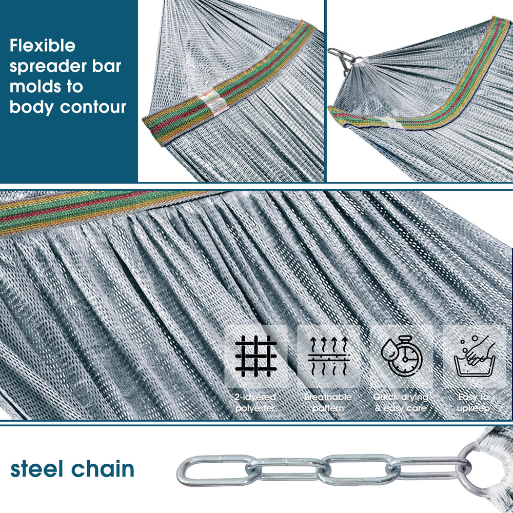 Tranquillo hammock close-up of polyester net texture for breathability