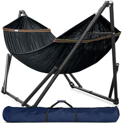 Tranquillo front view of assembled hammock stand showing stability benefit