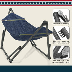 Tranquillo folded stand and hammock packed in carry bag for easy transport