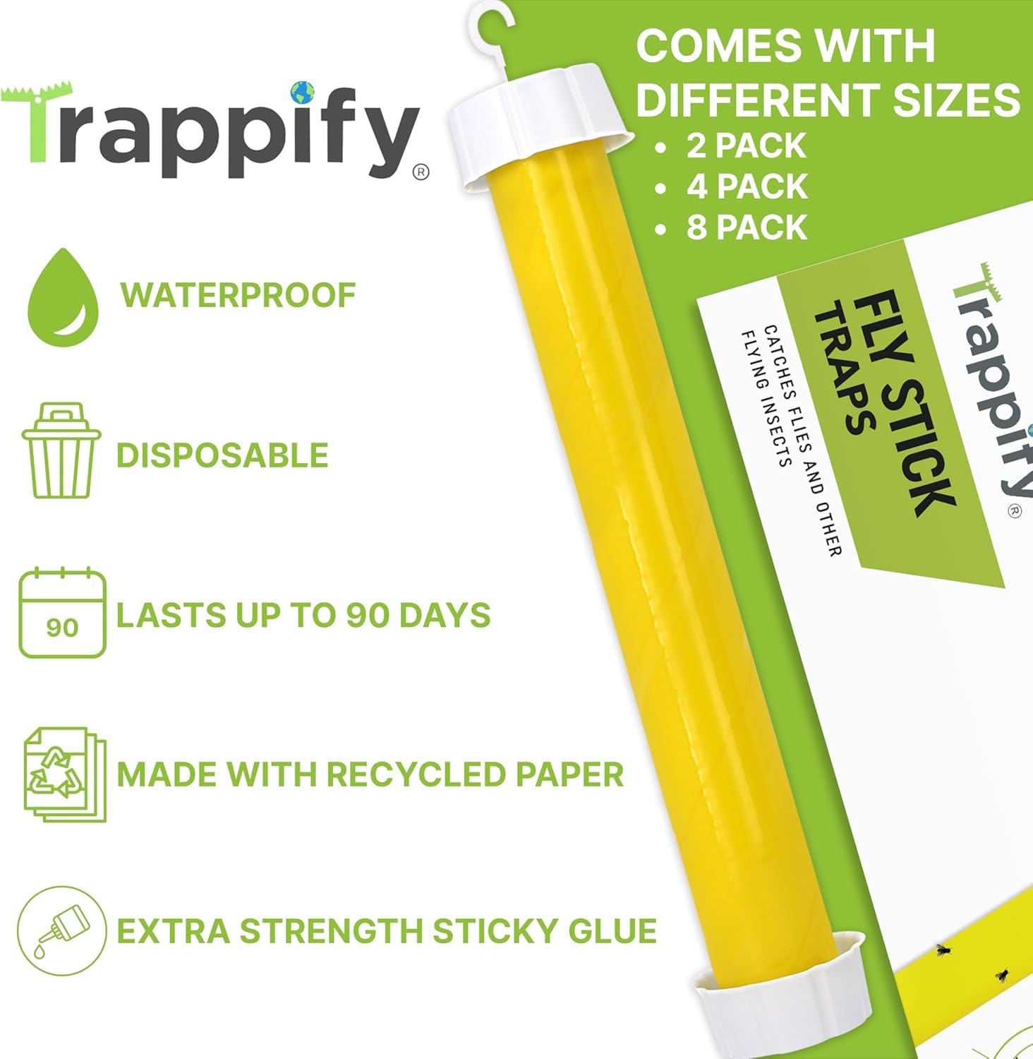 Trappify close-up of sticky adhesive surface capturing gnats and flies