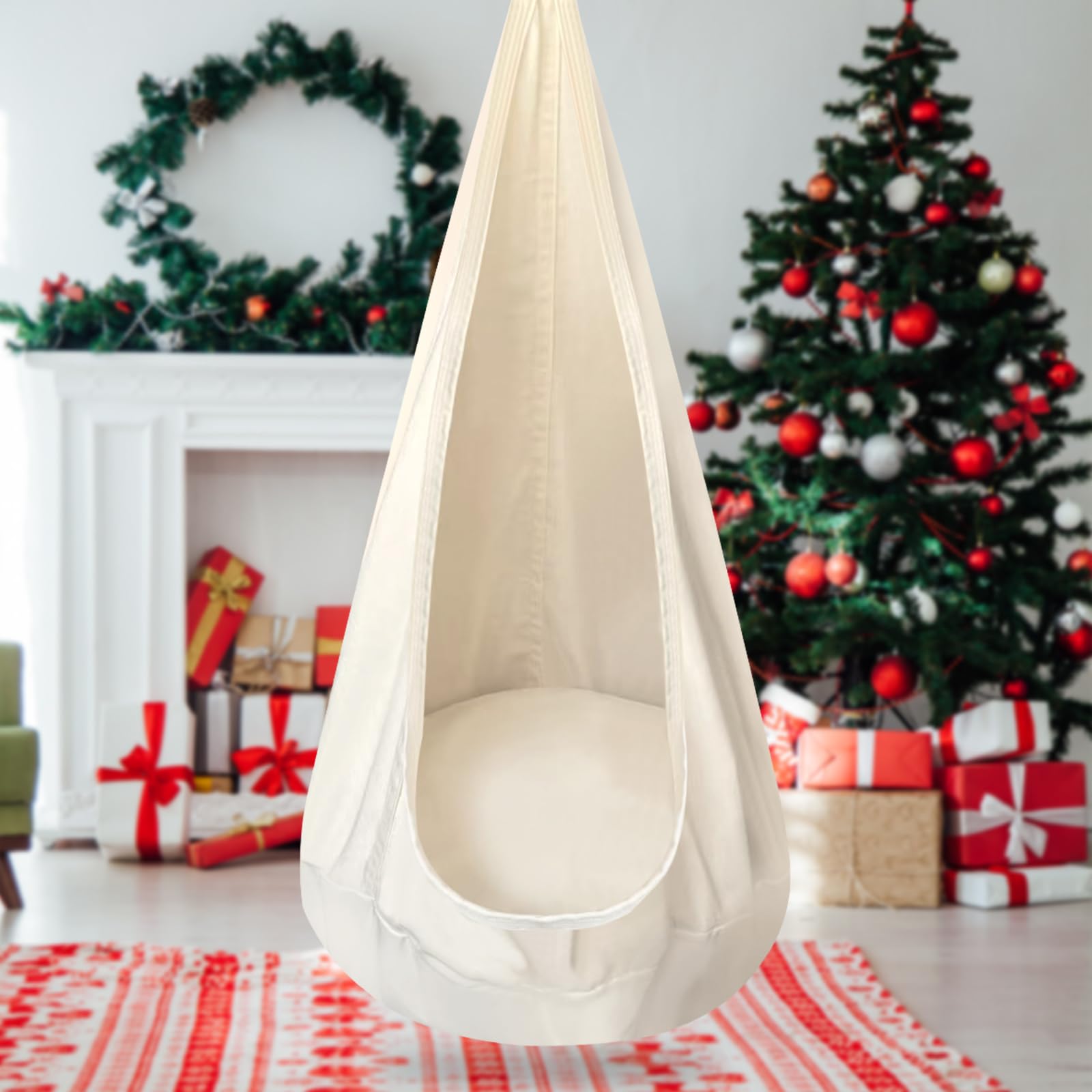 TRAVELBAIC folded pod swing packed for storage showing easy portability