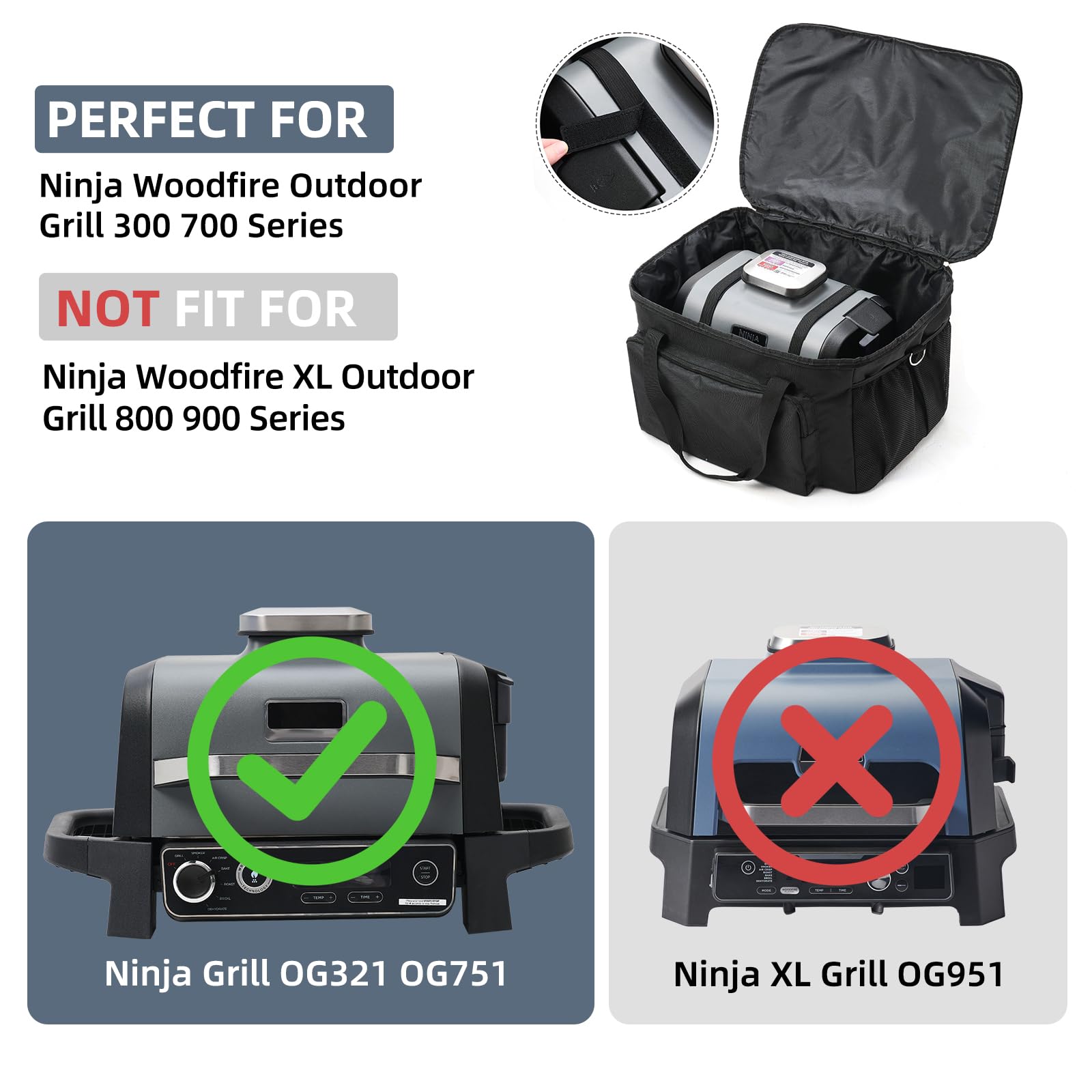 TRAVELIT close-up of 4mm foam interior protecting Ninja Woodfire grill from impacts