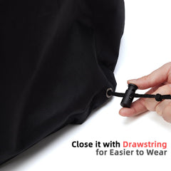 TRAVELIT adjustable drawstring hem securing Ninja cover against wind