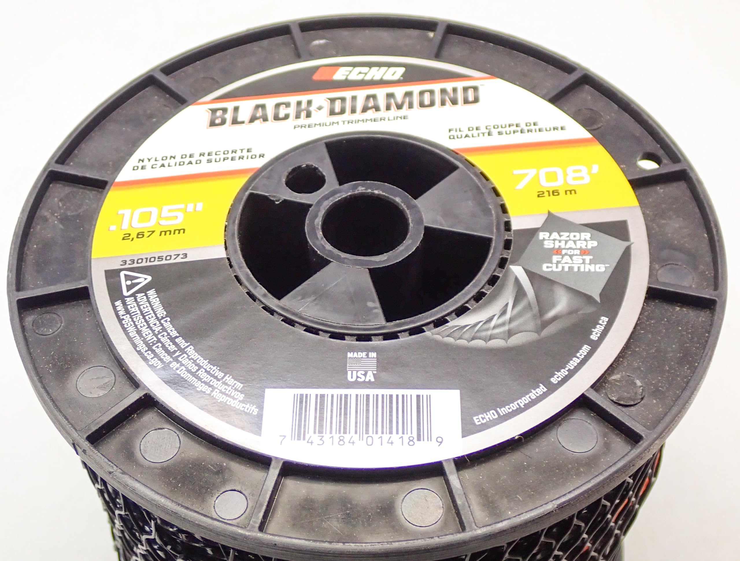 Traverse Creek Echo close-up of .105-inch line diameter, delivers consistent cutting