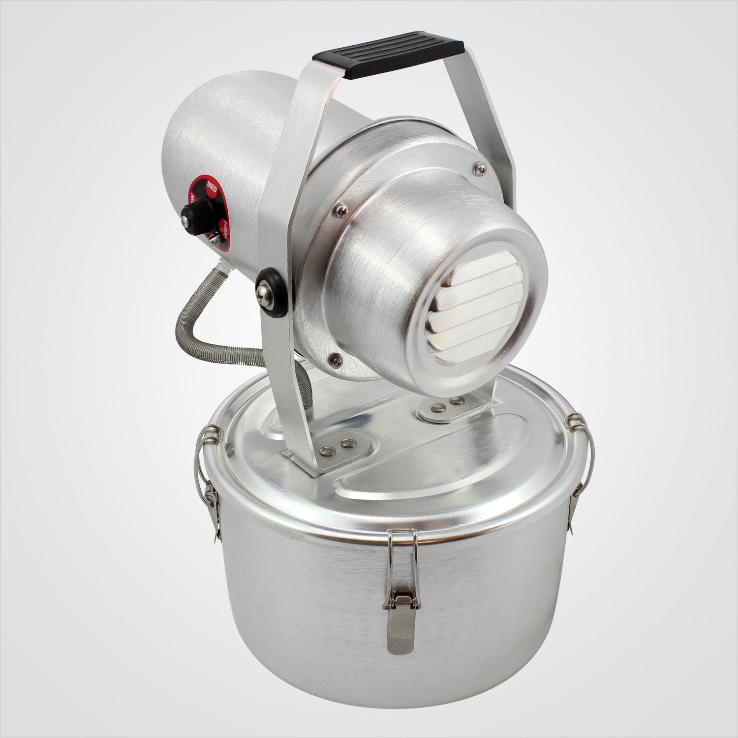 Treasure Hunter Silver Bullet fogger in use inside garage, efficient area treatment benefit