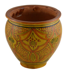 Treasures Of Morocco yellow planter front view showing Moroccan pattern and vibrant color for decor