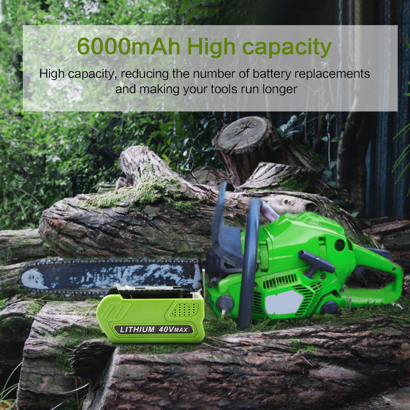TREE.NB battery next to ruler for scale to confirm fit with GreenWorks tools