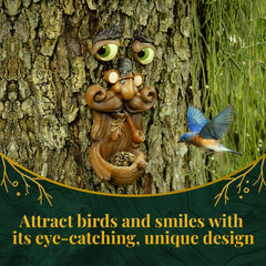 Tree Poetry close-up of bark texture highlighting hand-painted durable finish