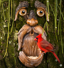 Tree Poetry front view of tree face decor showing smiling features and durable finish