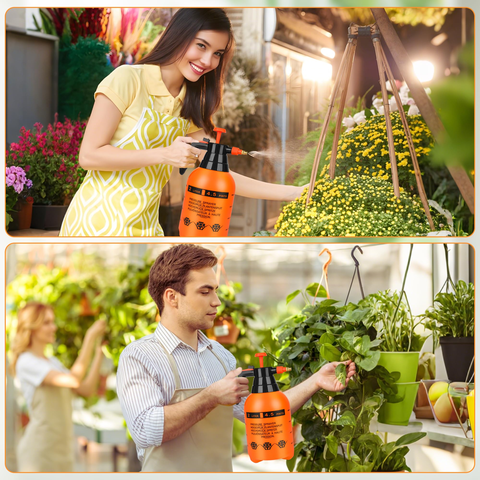 TREEHAC sprayer in use misting potted plants for precise plant care and efficient coverage