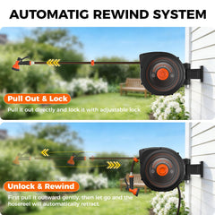 Treillage Tale wall-mounted reel installed for space-saving convenience