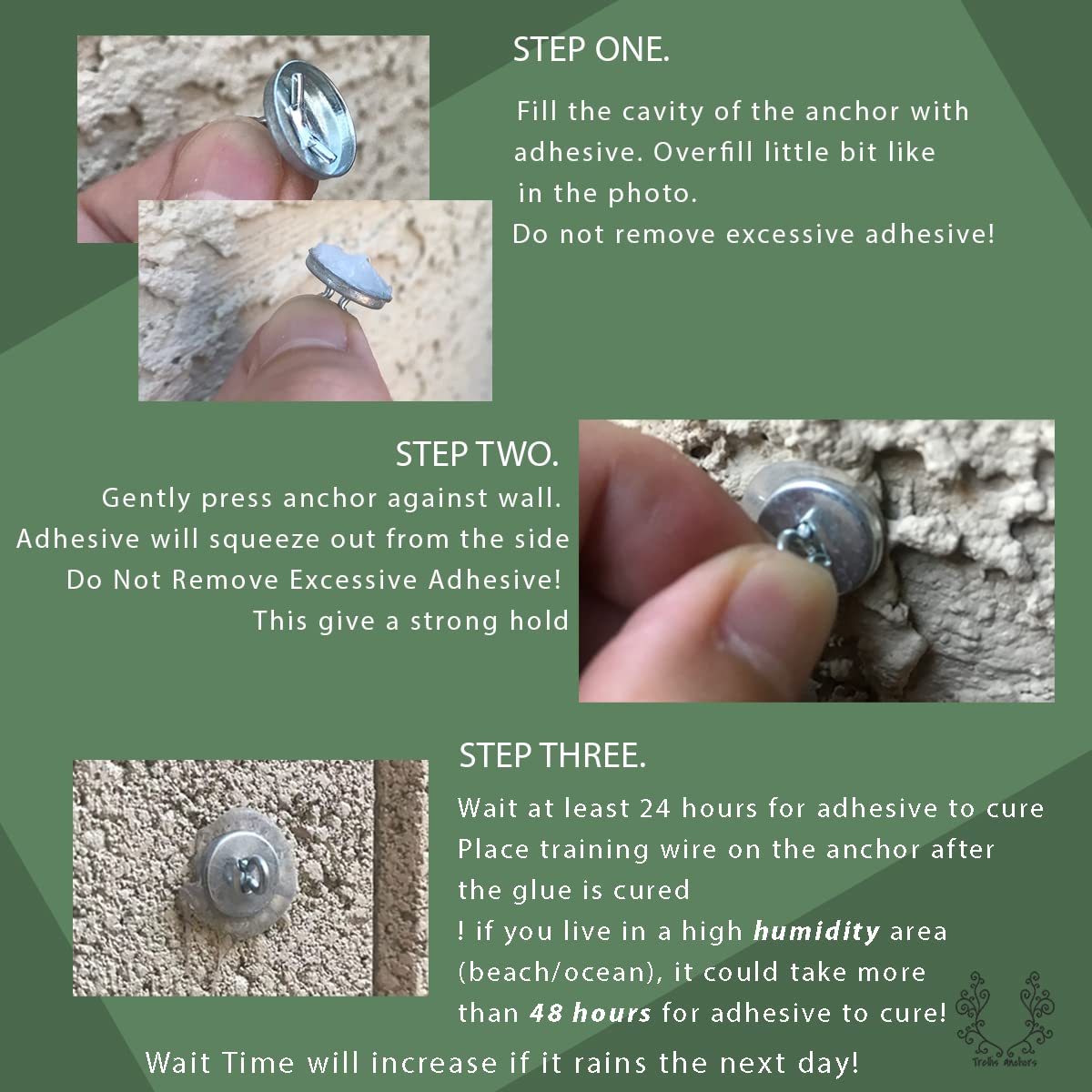 Trellis Anchors galvanized wire roll detail highlighting flexible rust-resistant wire benefit