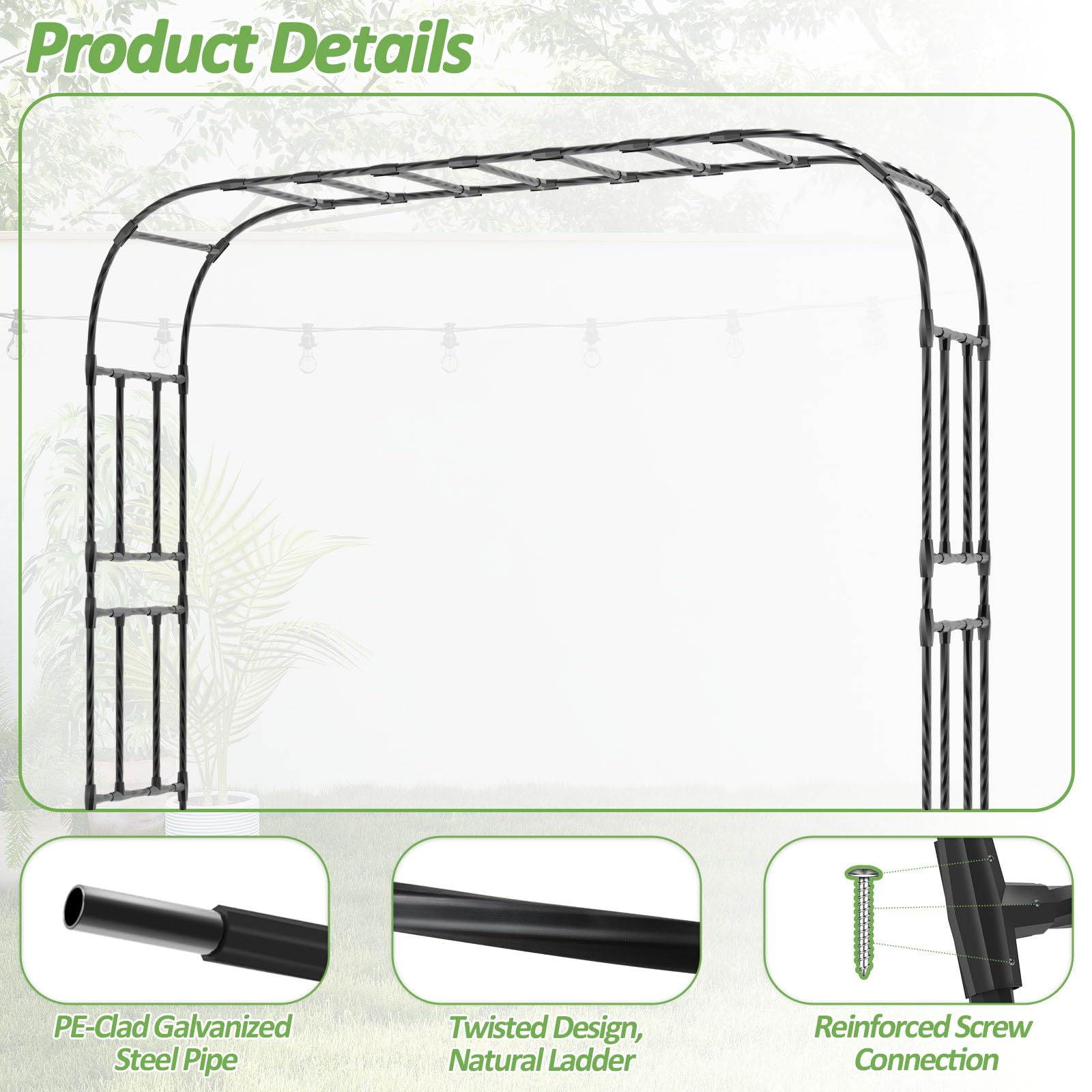 Trellume side profile showing 15.8 inch width and strong rustproof construction benefit