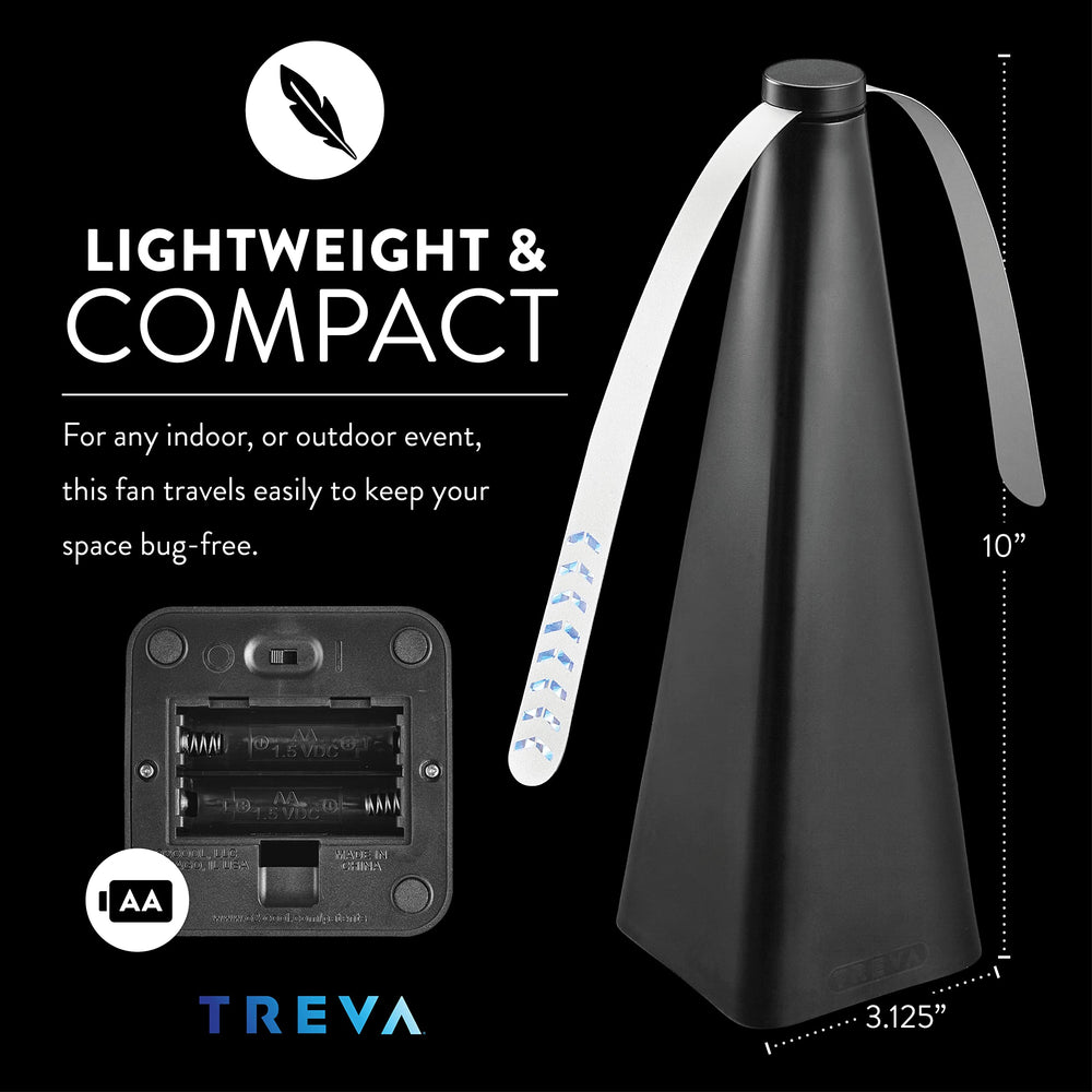 Treva held in hand for size comparison offering portable insect protection