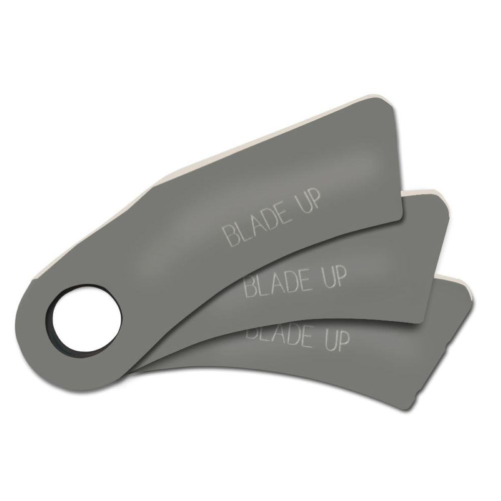 Tri-clone replacement blades front view showing three-blade kit and mounting holes for quick install benefit