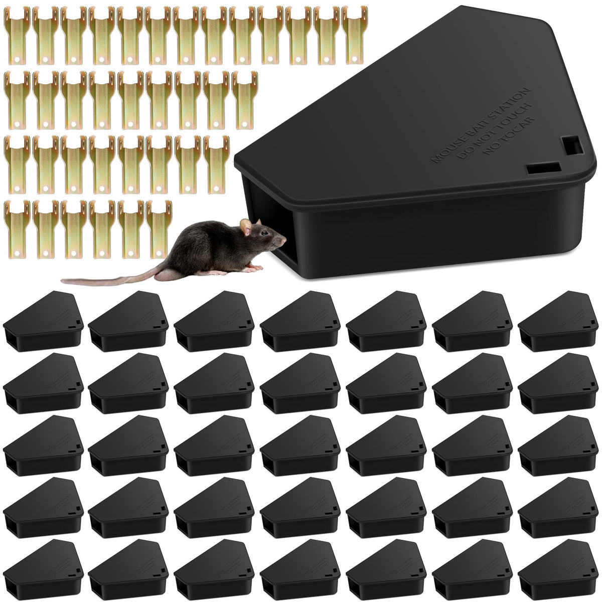 Trihood bait station front view showing compact secure housing and easy placement benefit