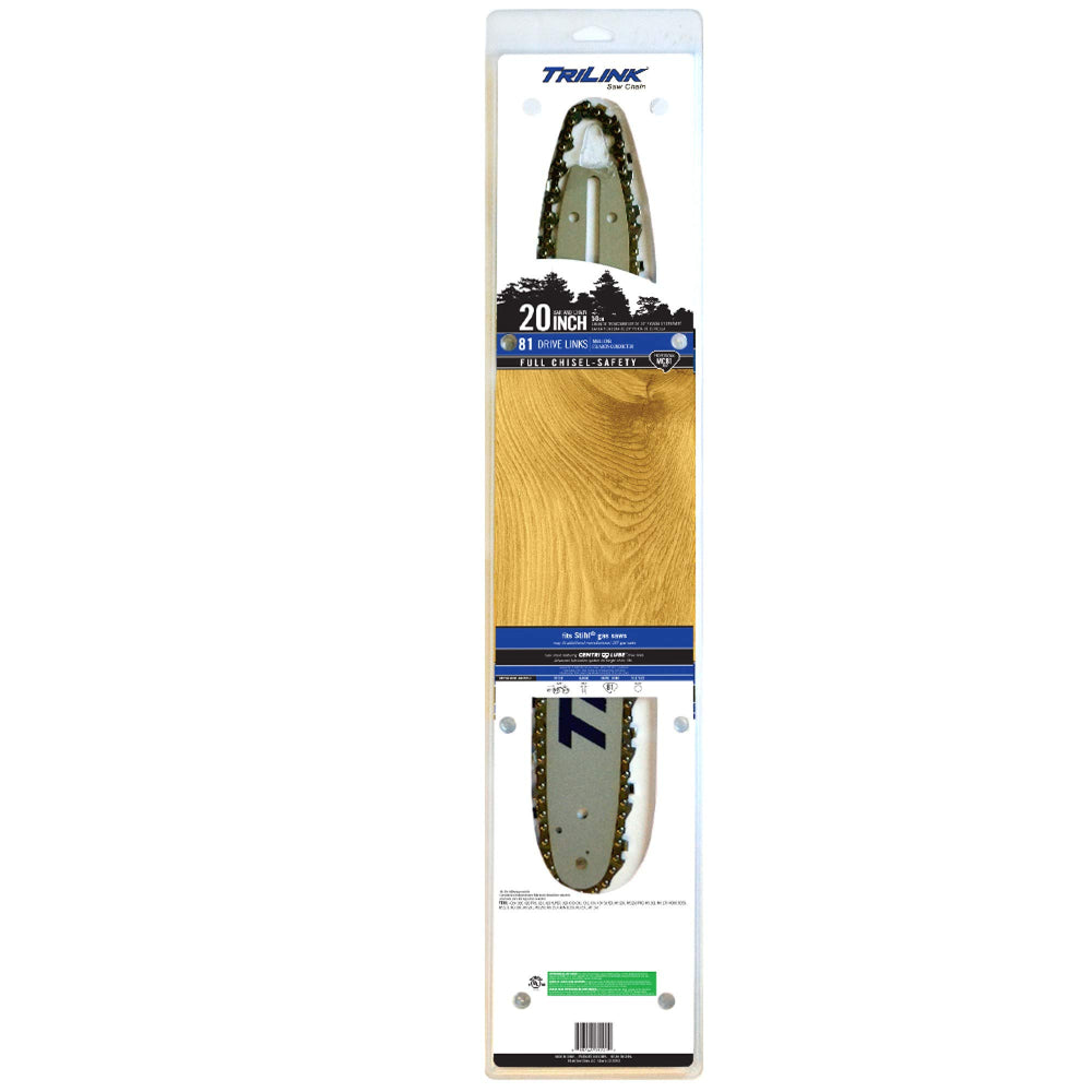 Trilink bar beside ruler showing 20-inch length and 81 drive links for correct selection