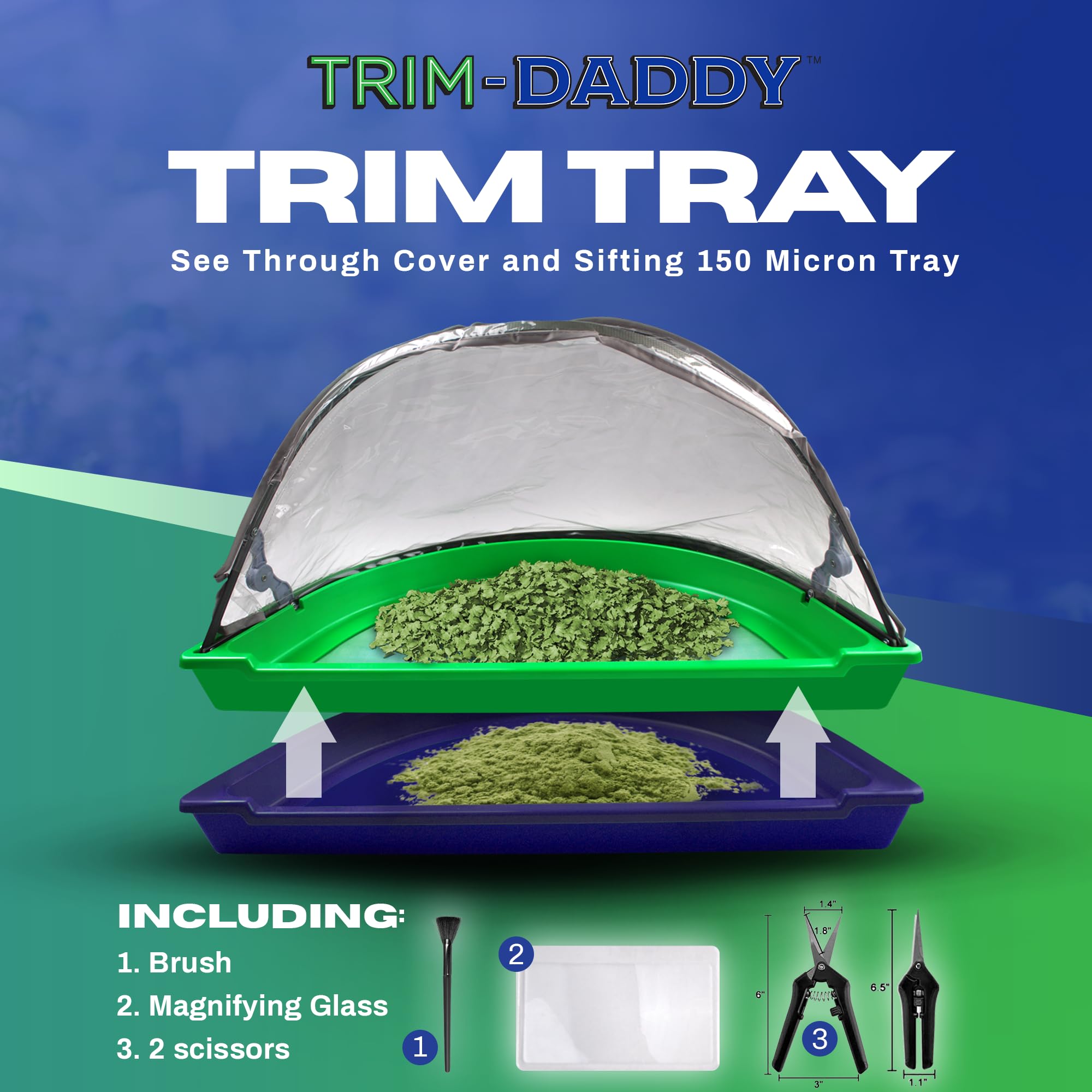 Trim-Daddy close-up of 150 micron sieve screen showing fine mesh for maximum trichome capture