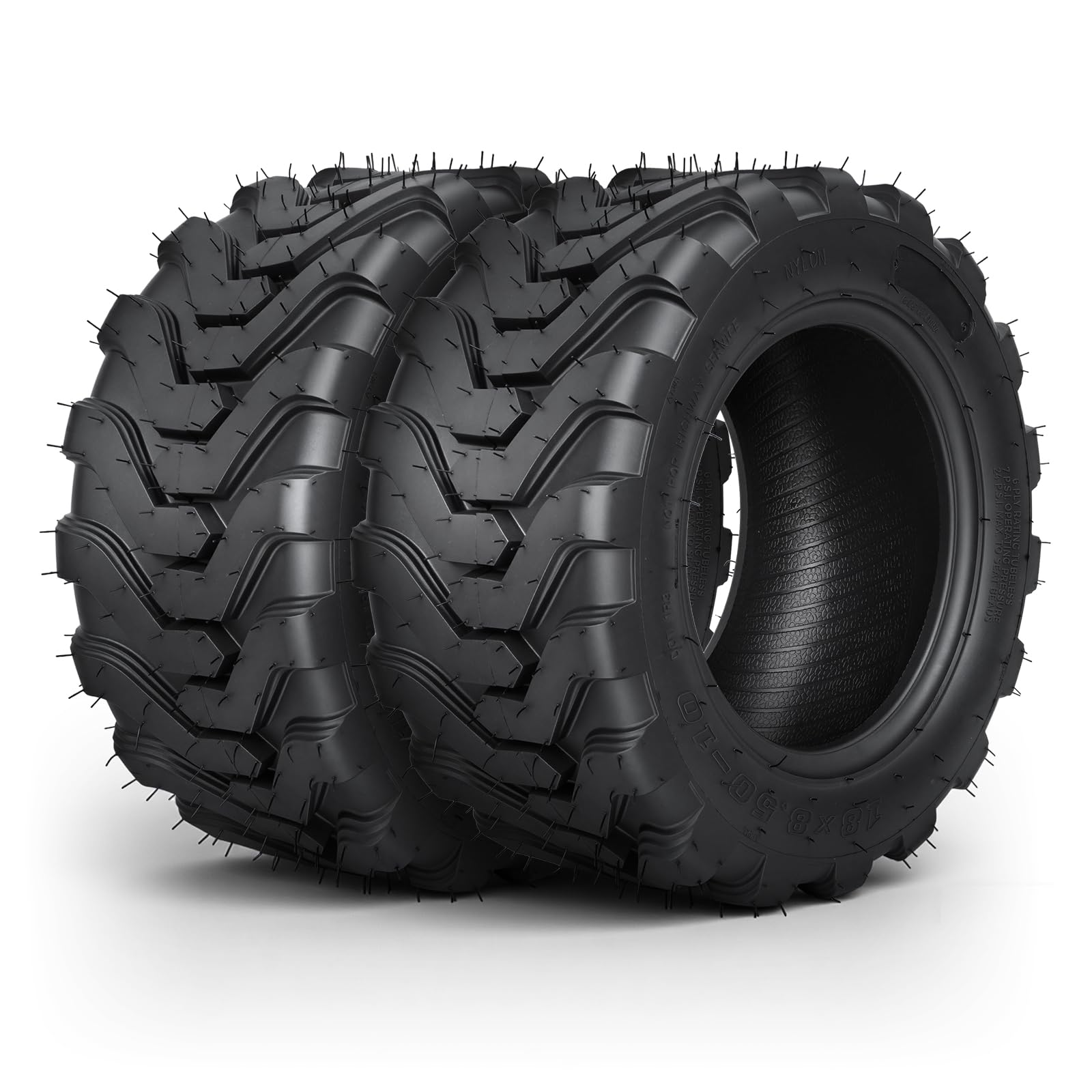 TRIPOWER front view showing both 18x8.50-10 tires and clear packaging, ready to install