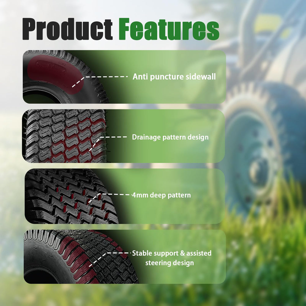 TRIPOWER tire installed on a mower showing reduced turf damage benefit
