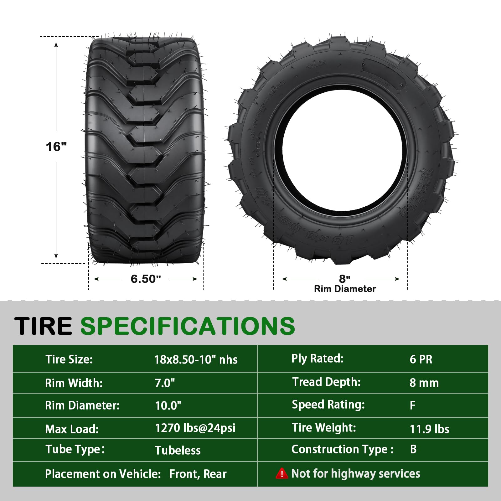 TRIPOWER sidewall detail showing 6 PR construction for improved durability