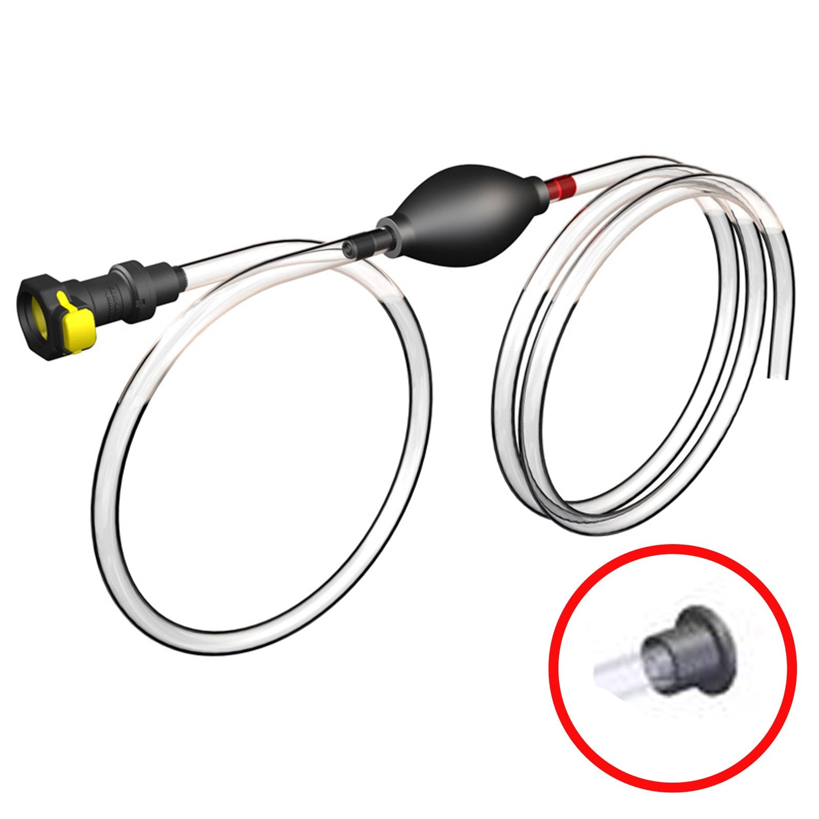 TROJAN Flow-Rite bulb close-up showing textured grip and flexible tubing for easy manual pumping