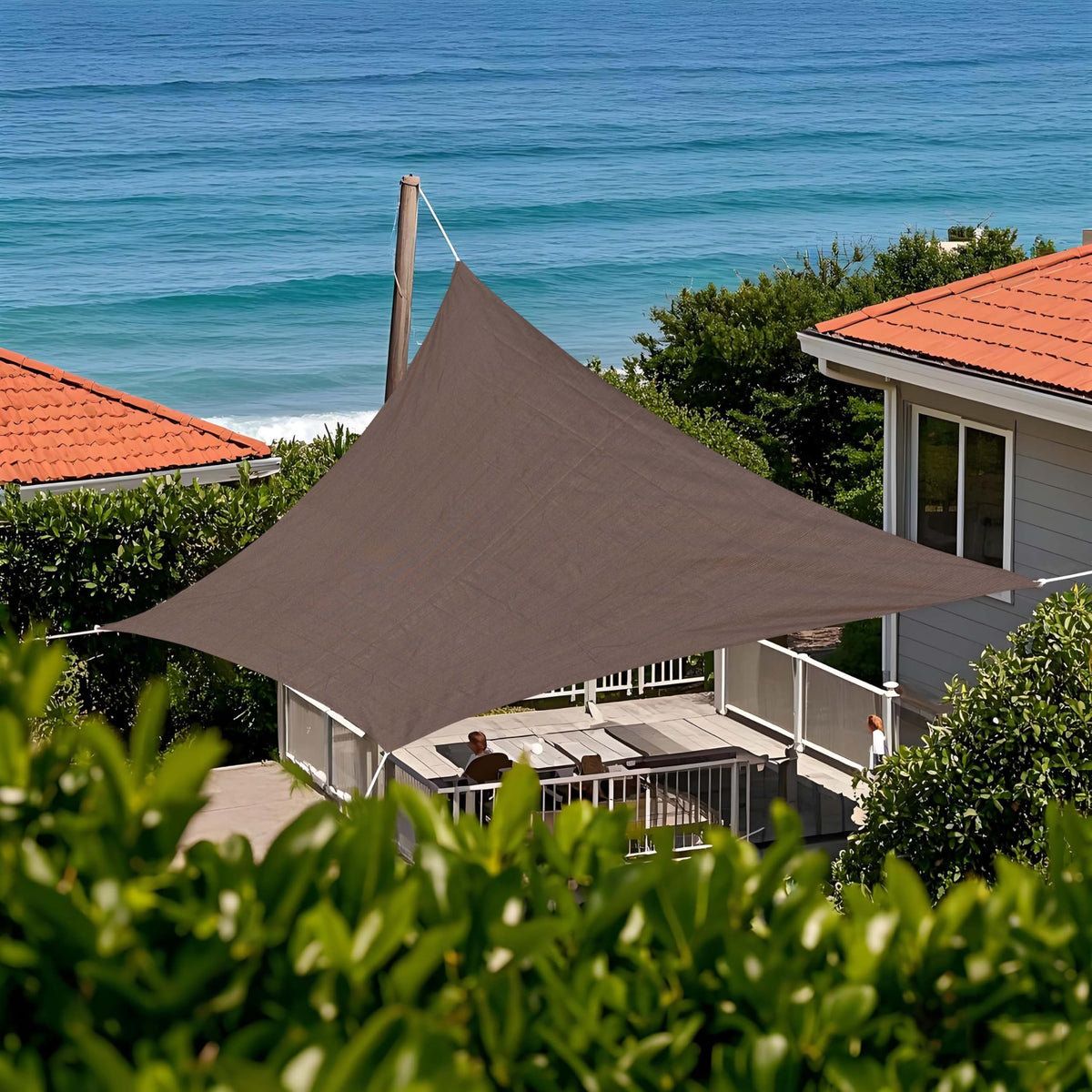Tronssien rectangle sail front view showing full canopy and clean lines for shade