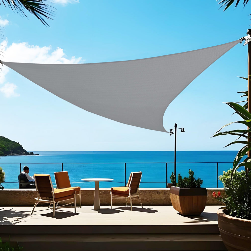 Tronssien rectangle shade sail front view showing full canopy and coverage benefit