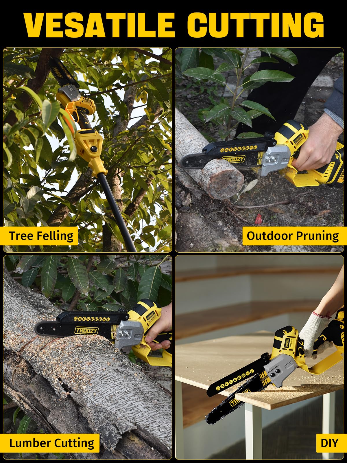 TROOZY rubberized non-slip grip and front hand guard for comfortable, safer operation