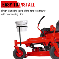 TRUCFUSION bucket placed in holder side view, keeps clippings contained