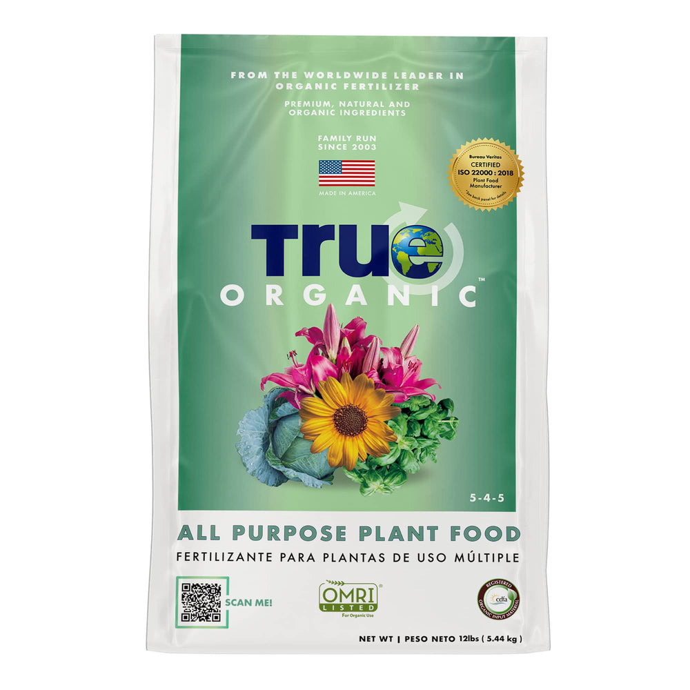 True Organic 12 lb bag front view showing branding and coverage