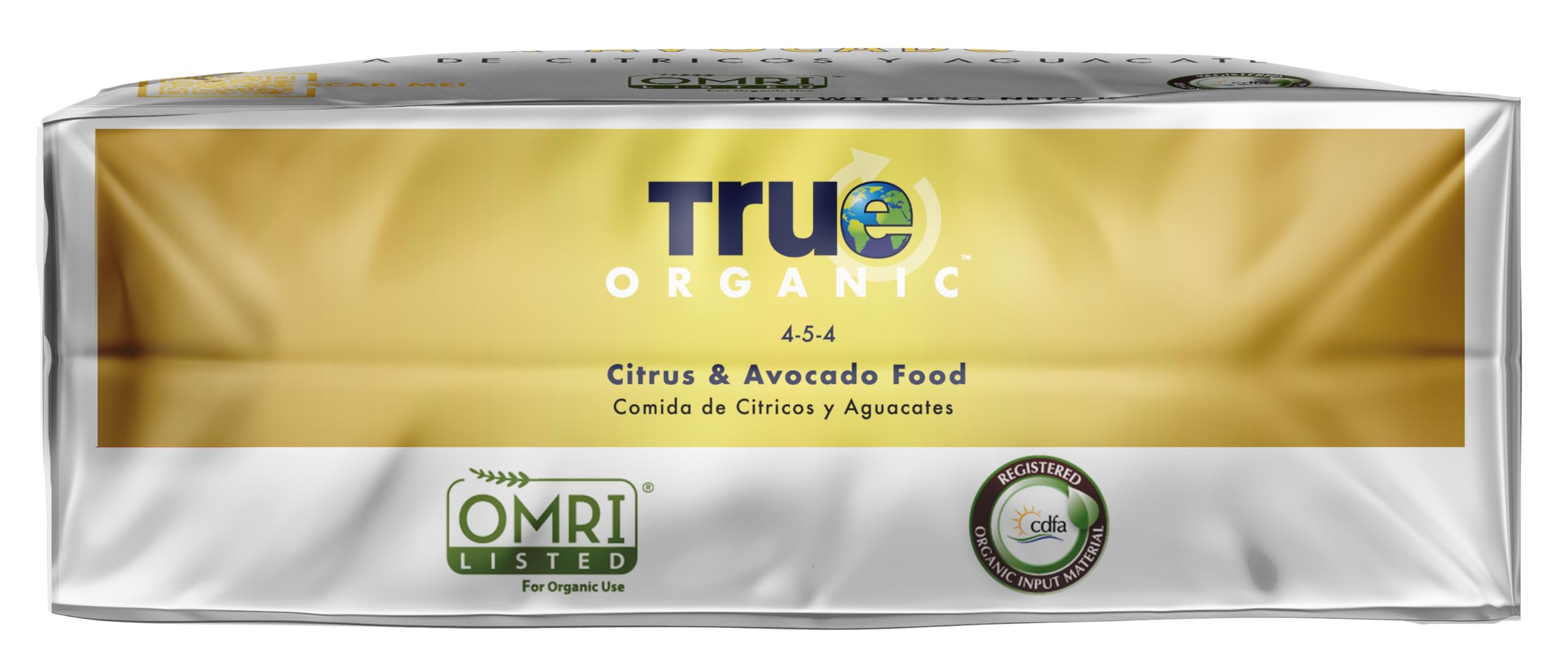 True Organic label detail showing organic ingredients and calcium