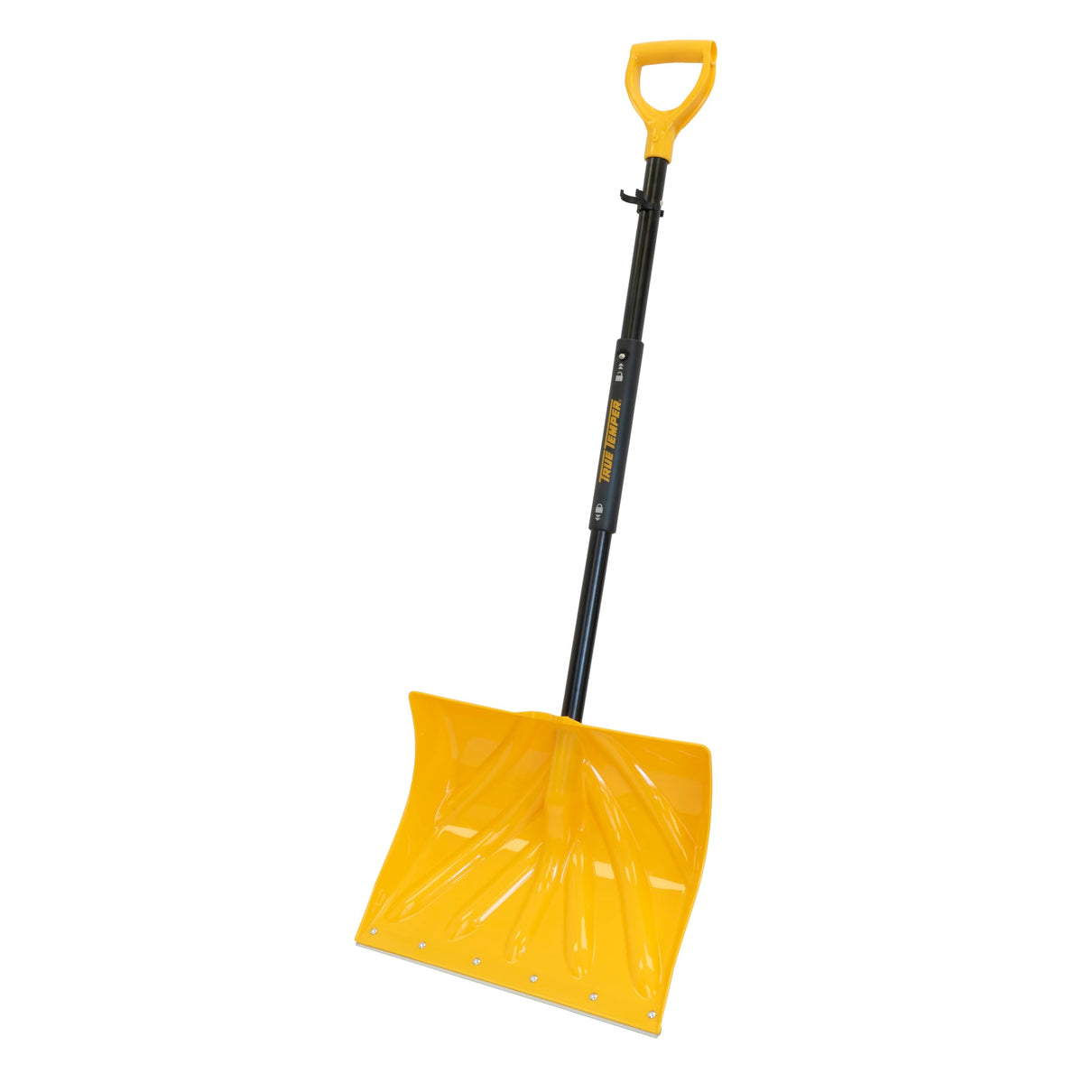 True Temper front view of folded shovel showing compact storage benefit