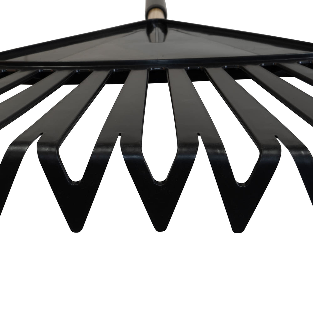 True Temper full-length rake showing balanced hardwood and steel handle