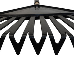 True Temper full-length rake showing balanced hardwood and steel handle